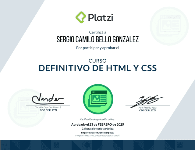 Certificado Platzi Frontend