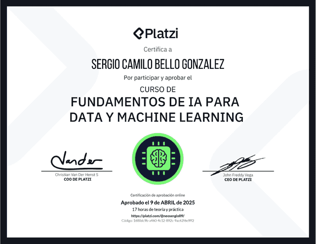 Certificado Platzi IA
